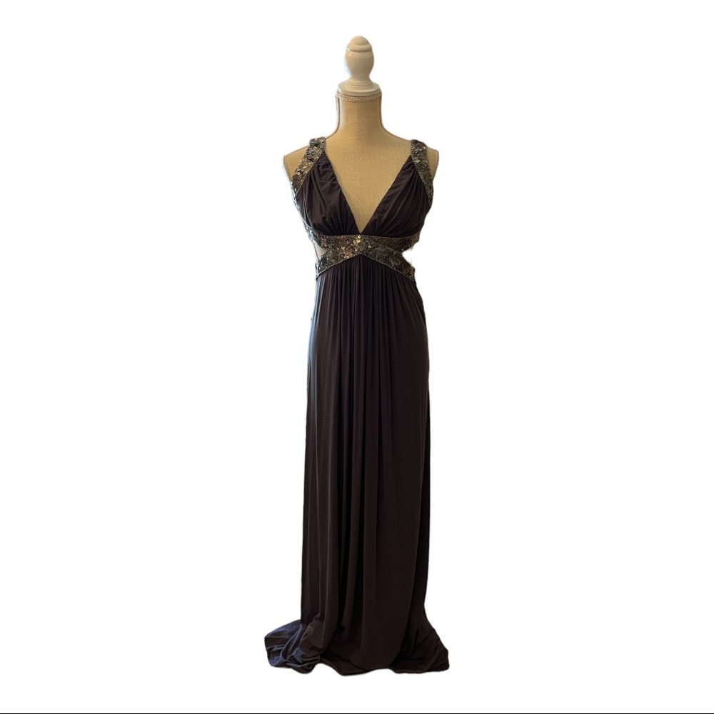 Sky NWT gray maxi sleeveless dress with sexy cutout and beautiful detailing
